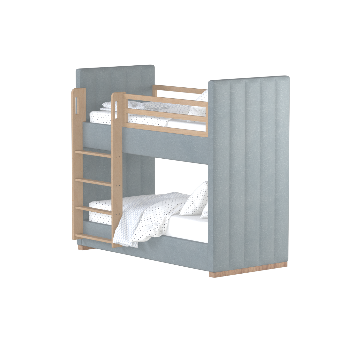 Paolo Bunk Bed with Soft Upholstery and Beechwood Accents