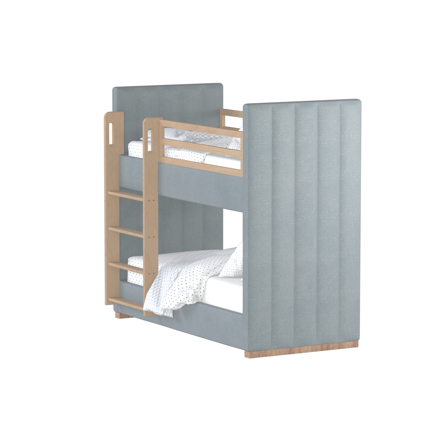 Paolo Bunk Bed with Soft Upholstery and Beechwood Accents