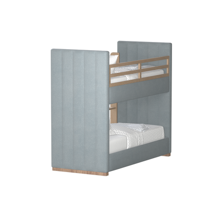 Paolo Bunk Bed with Soft Upholstery and Beechwood Accents