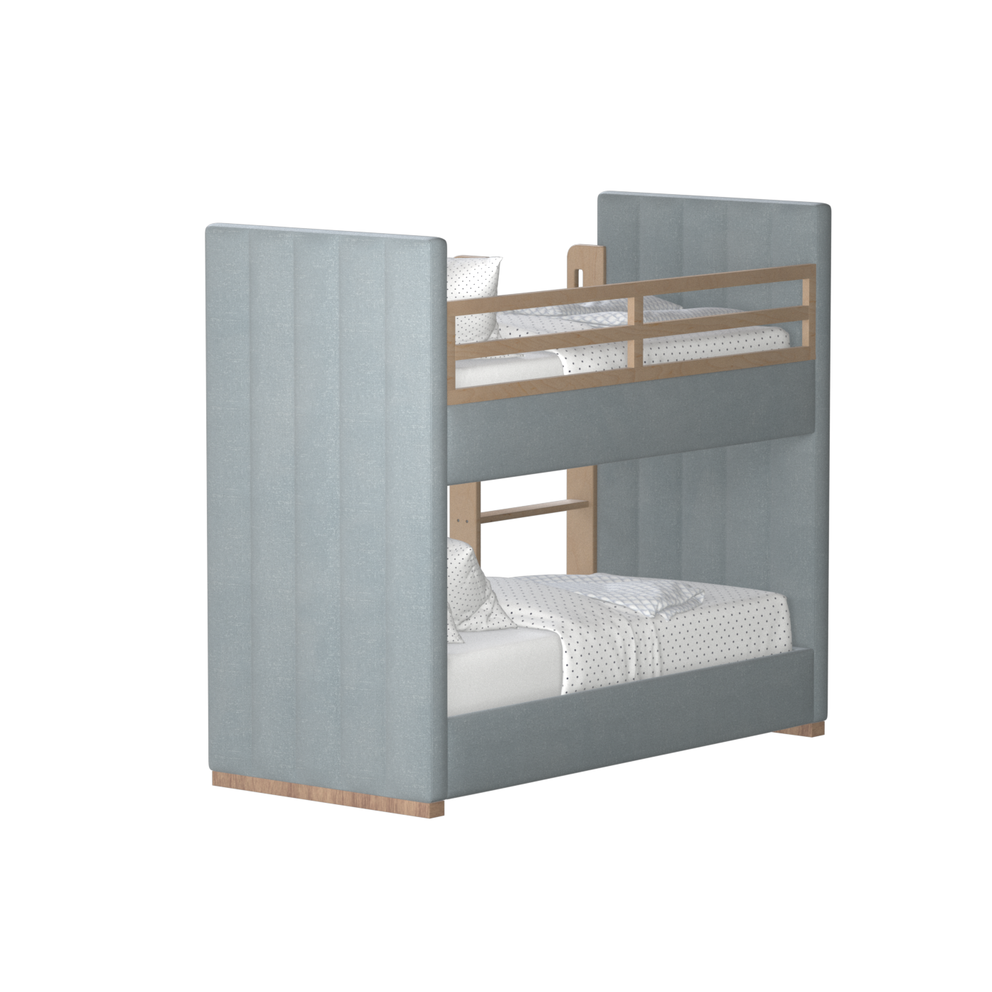 Paolo Bunk Bed with Soft Upholstery and Beechwood Accents