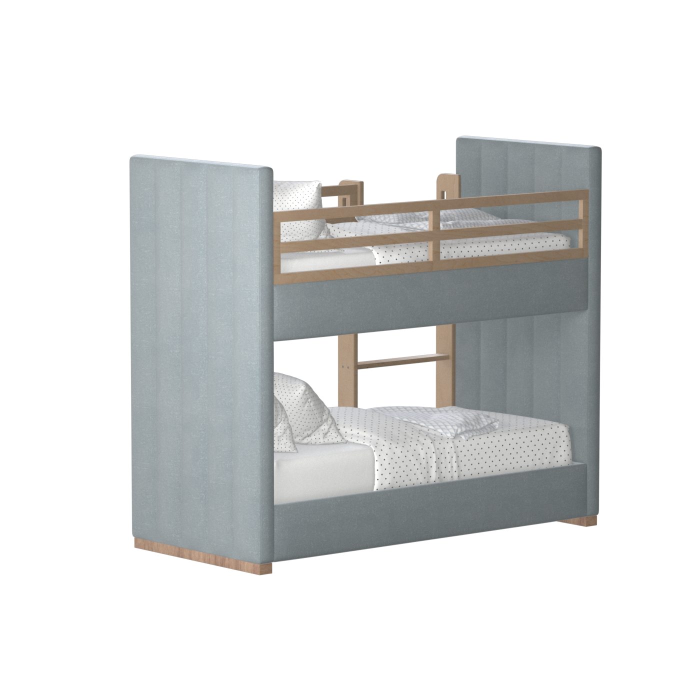 Paolo Bunk Bed with Soft Upholstery and Beechwood Accents