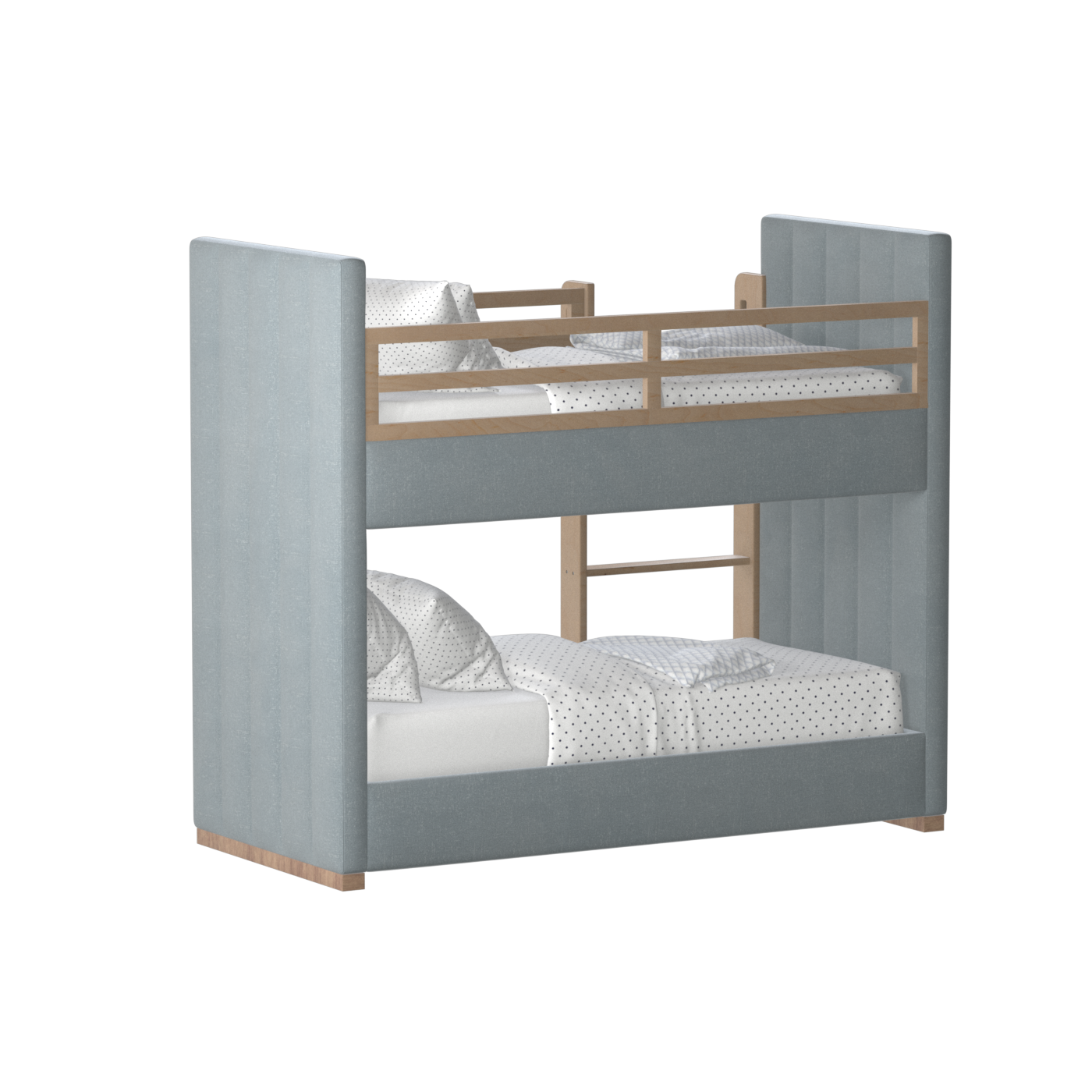 Paolo Bunk Bed with Soft Upholstery and Beechwood Accents