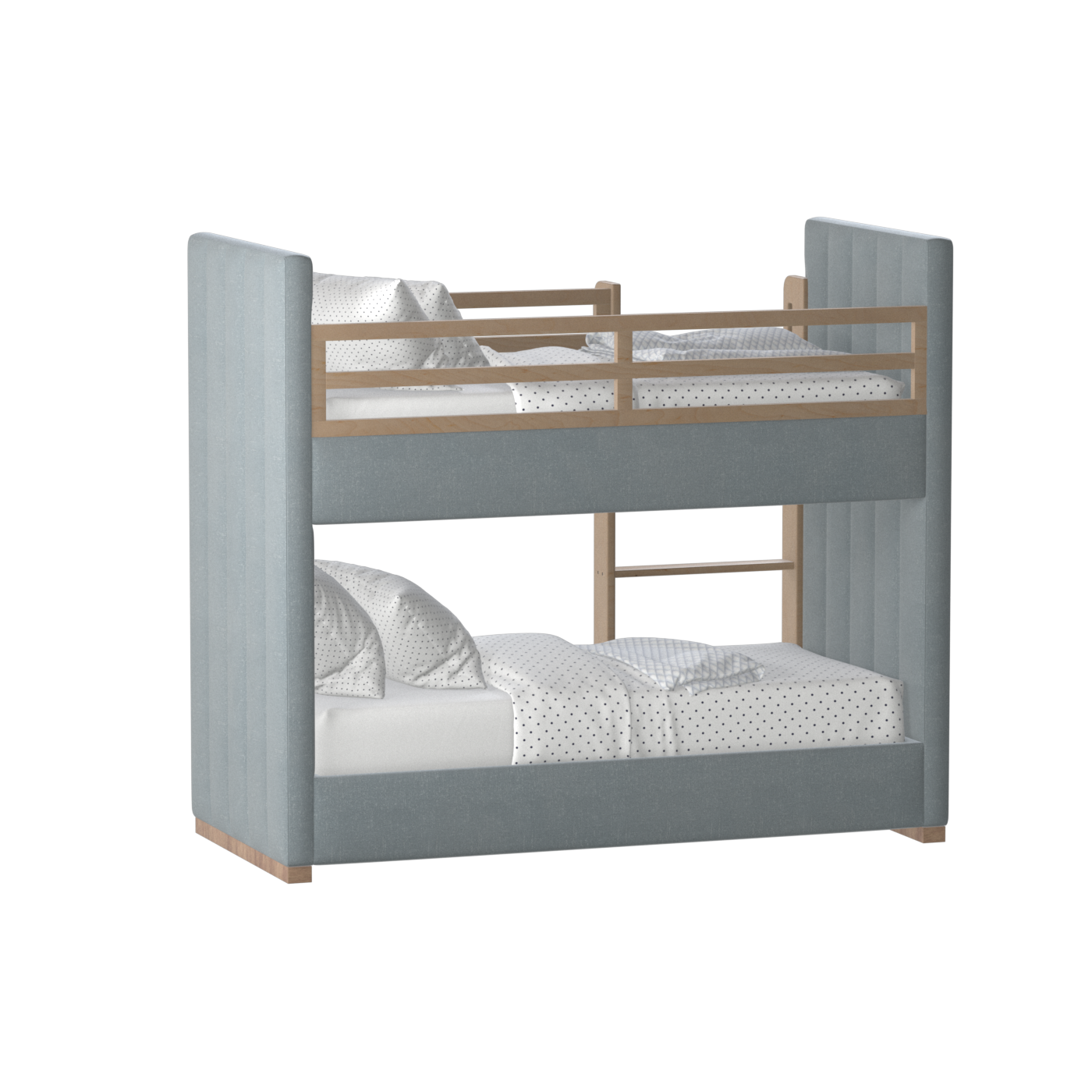 Paolo Bunk Bed with Soft Upholstery and Beechwood Accents
