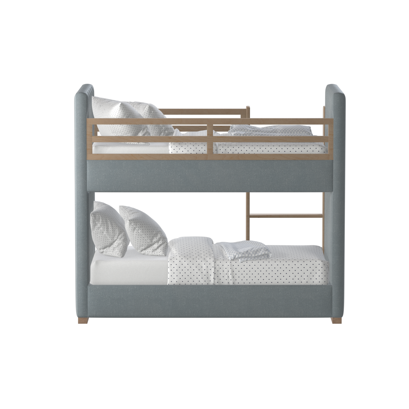 Paolo Bunk Bed with Soft Upholstery and Beechwood Accents