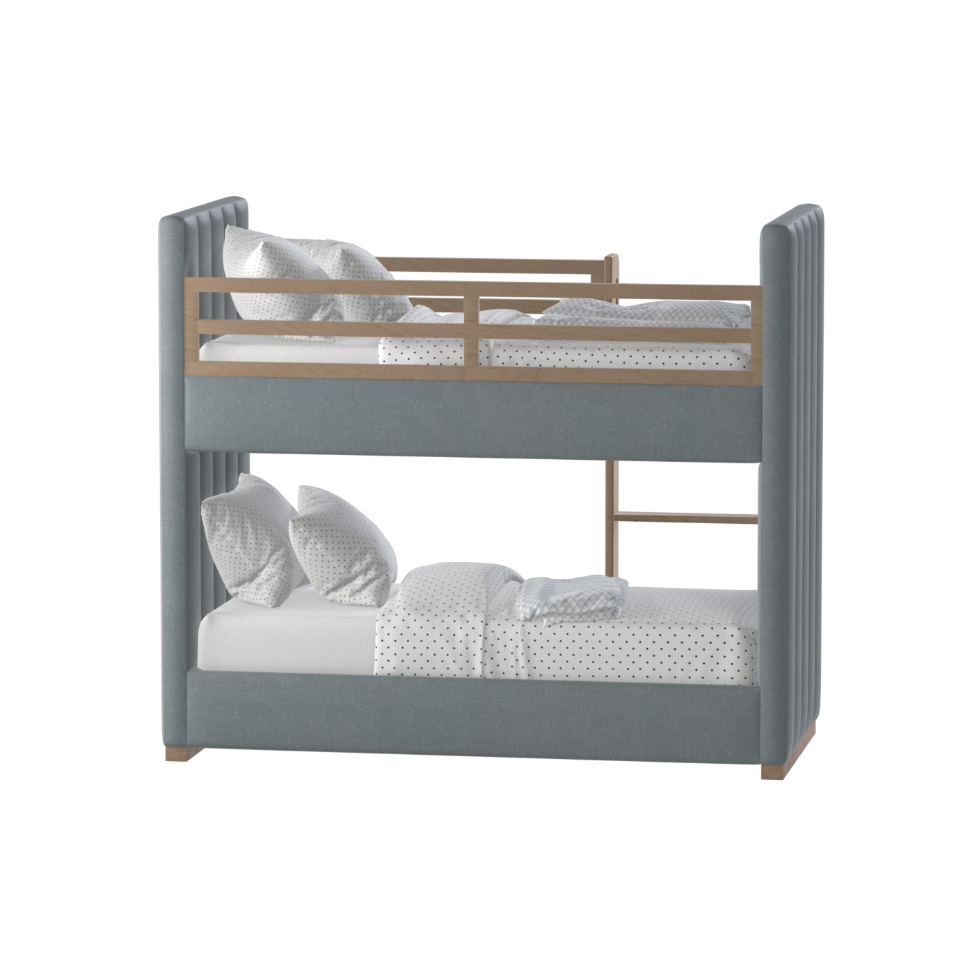 Paolo Bunk Bed with Soft Upholstery and Beechwood Accents