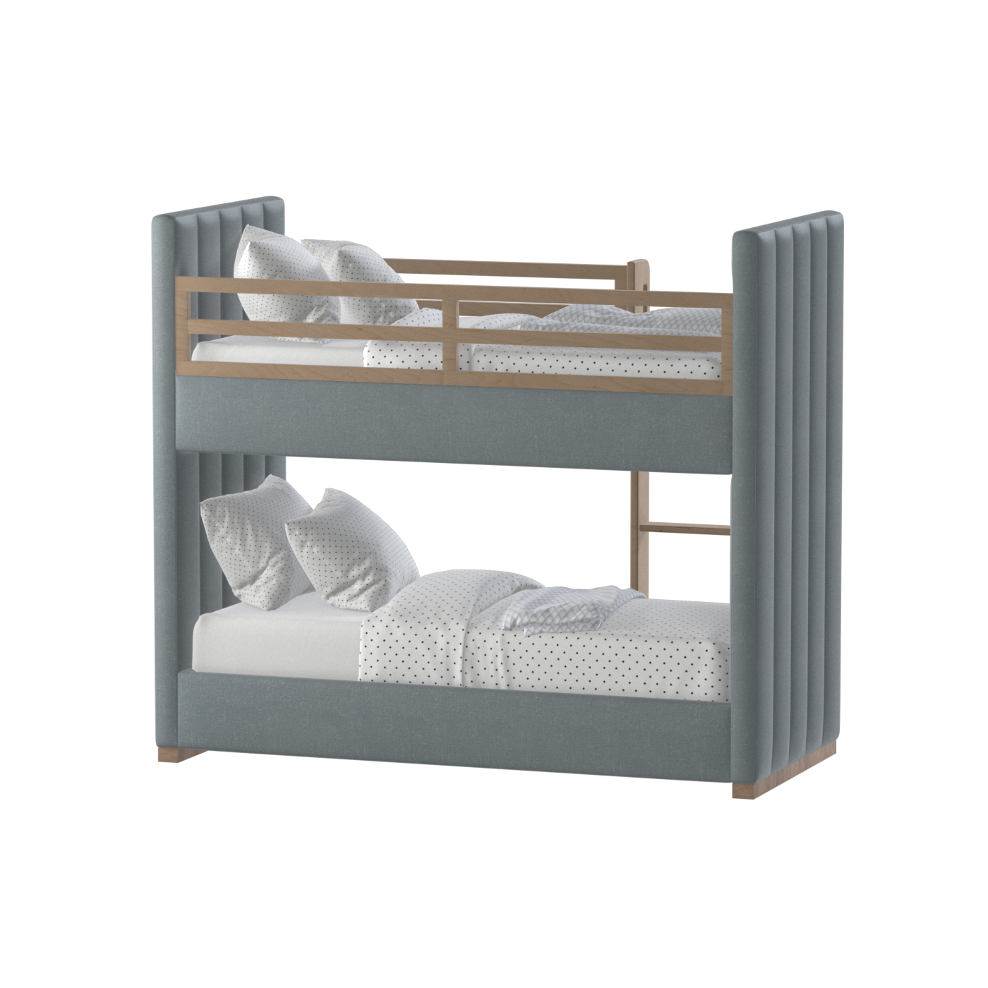 Paolo Bunk Bed with Soft Upholstery and Beechwood Accents