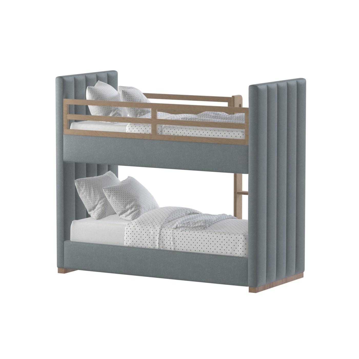 Paolo Bunk Bed with Soft Upholstery and Beechwood Accents