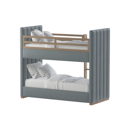 Paolo Bunk Bed with Soft Upholstery and Beechwood Accents