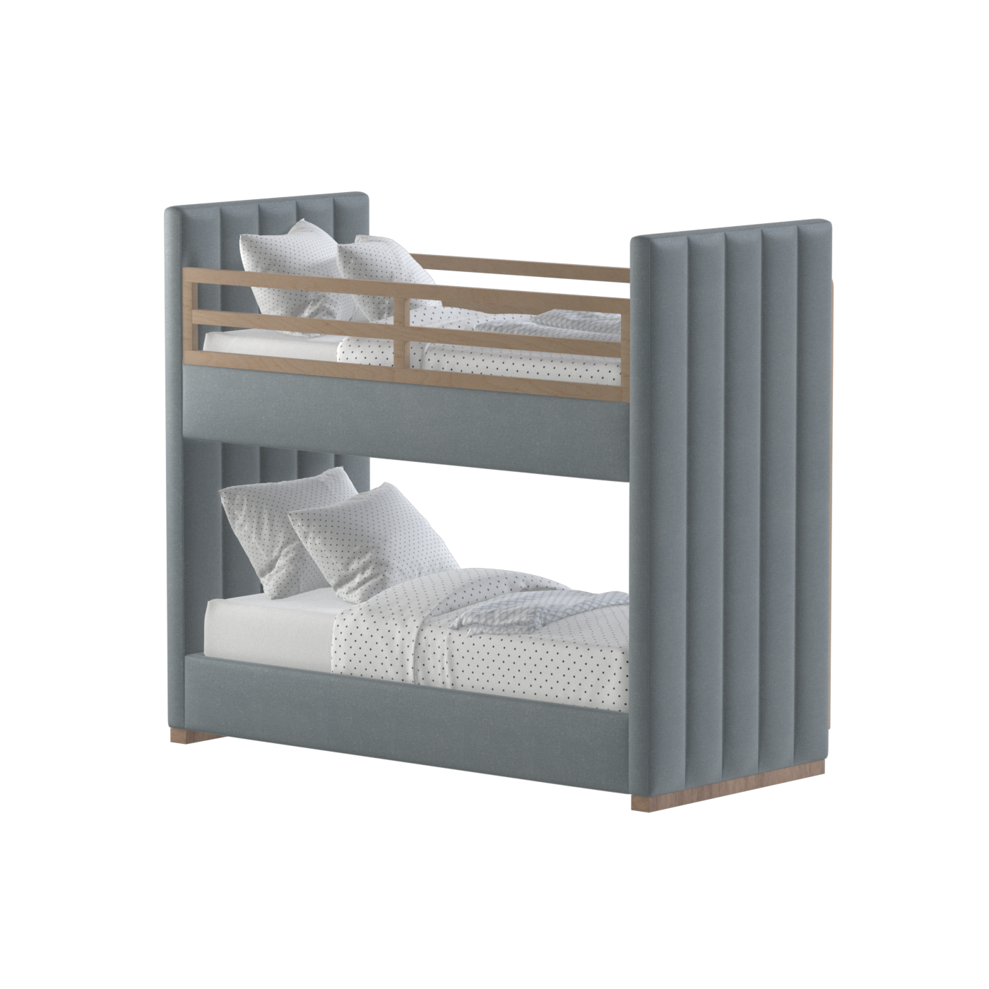 Paolo Bunk Bed with Soft Upholstery and Beechwood Accents