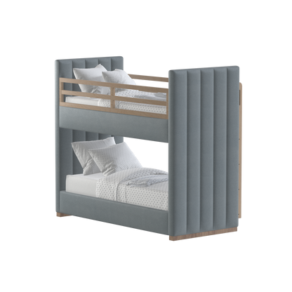 Paolo Bunk Bed with Soft Upholstery and Beechwood Accents
