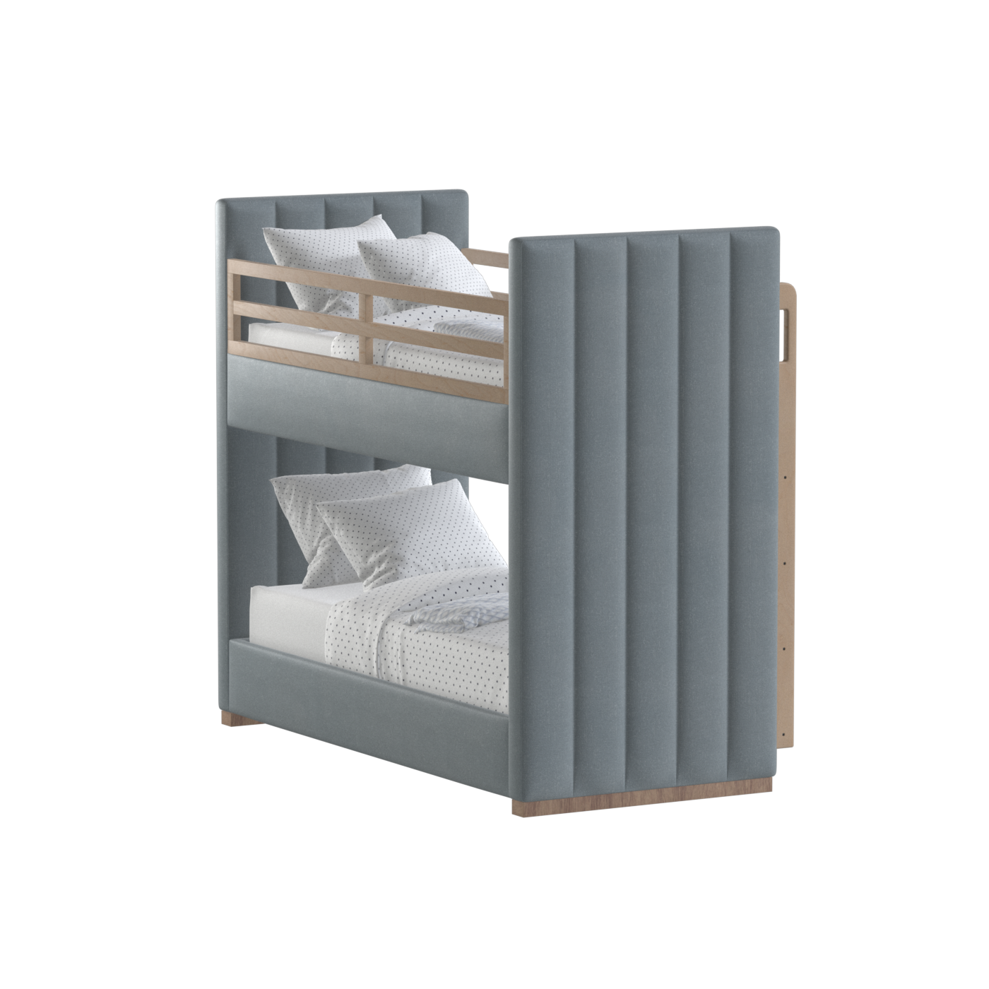 Paolo Bunk Bed with Soft Upholstery and Beechwood Accents