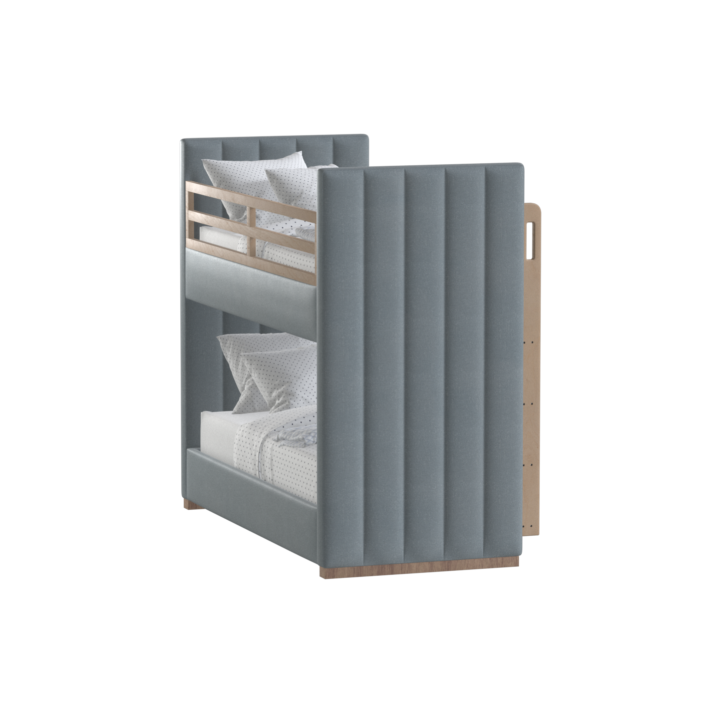Paolo Bunk Bed with Soft Upholstery and Beechwood Accents
