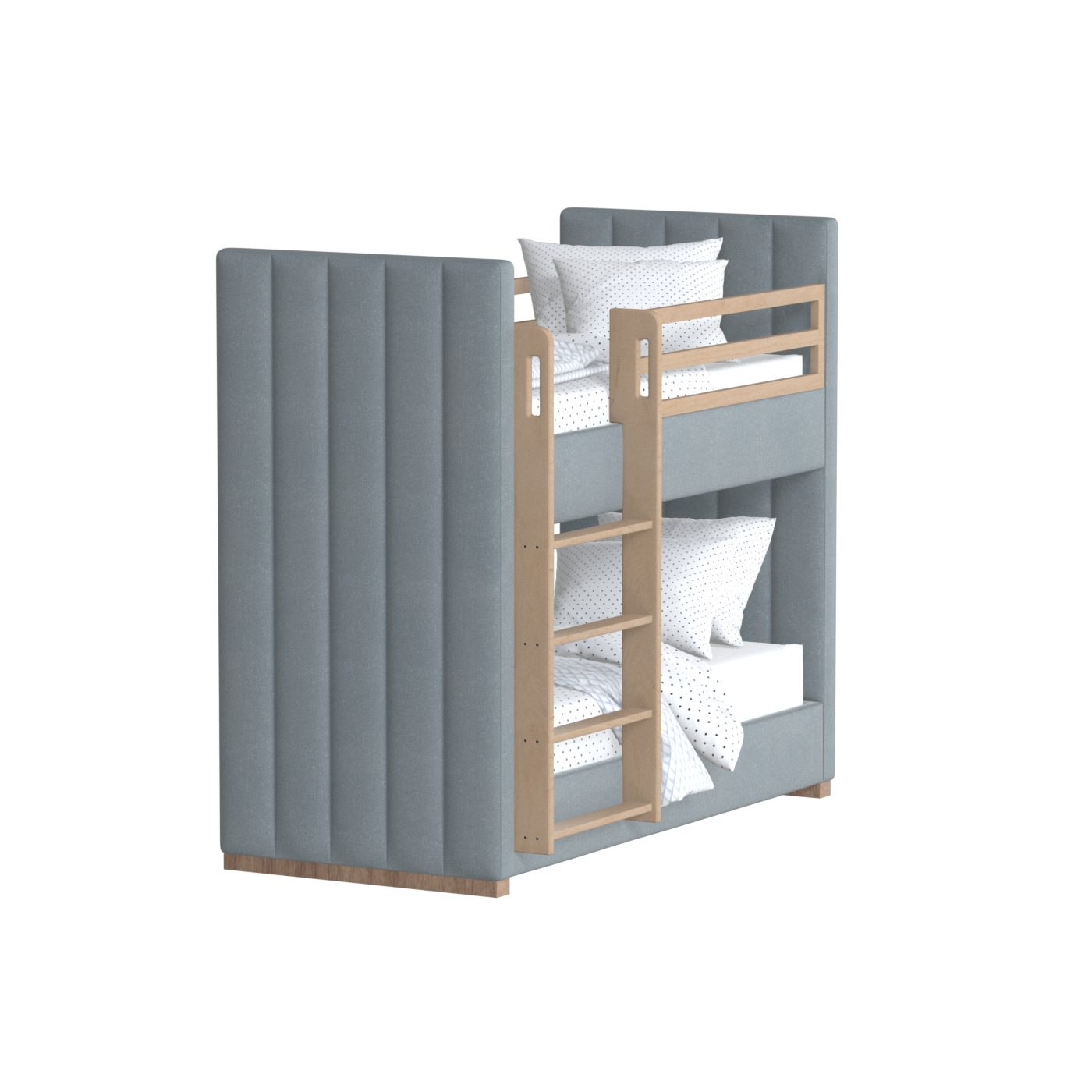 Paolo Bunk Bed with Soft Upholstery and Beechwood Accents