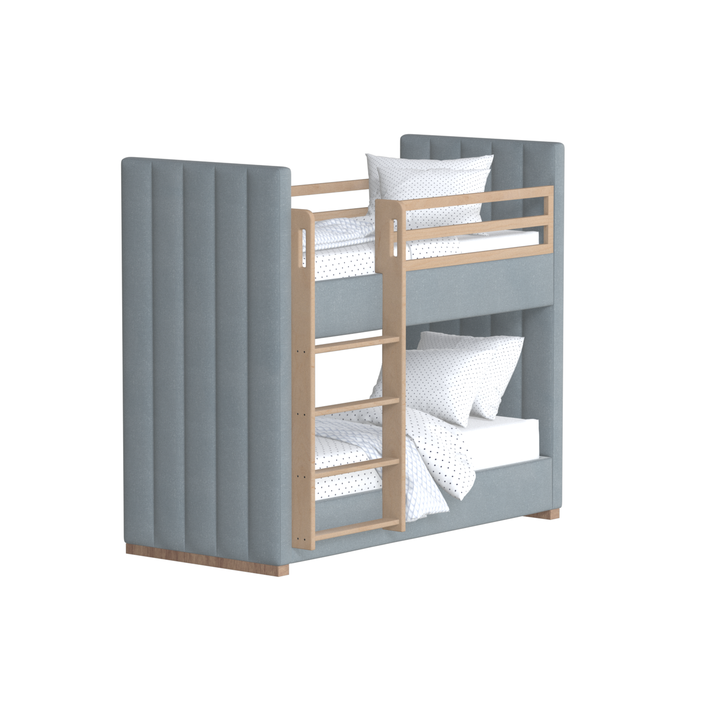 Paolo Bunk Bed with Soft Upholstery and Beechwood Accents