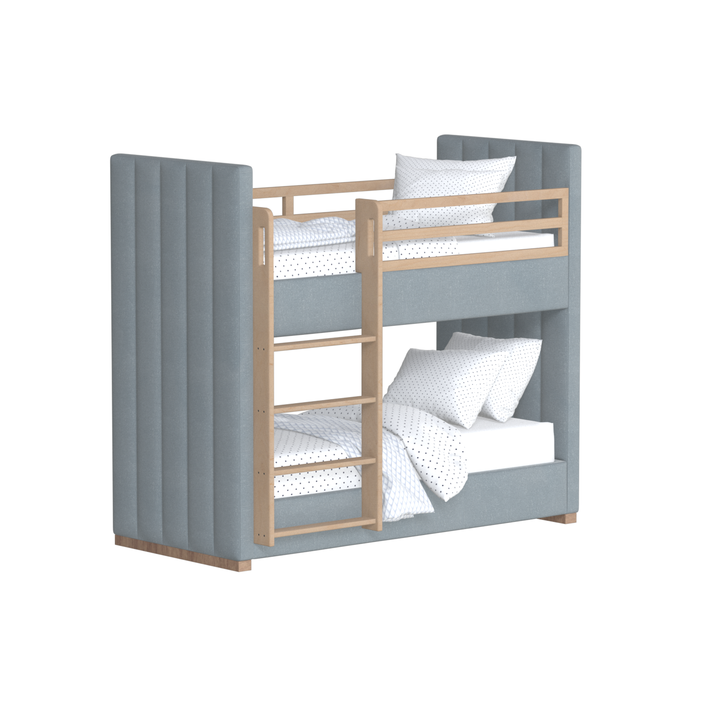 Paolo Bunk Bed with Soft Upholstery and Beechwood Accents