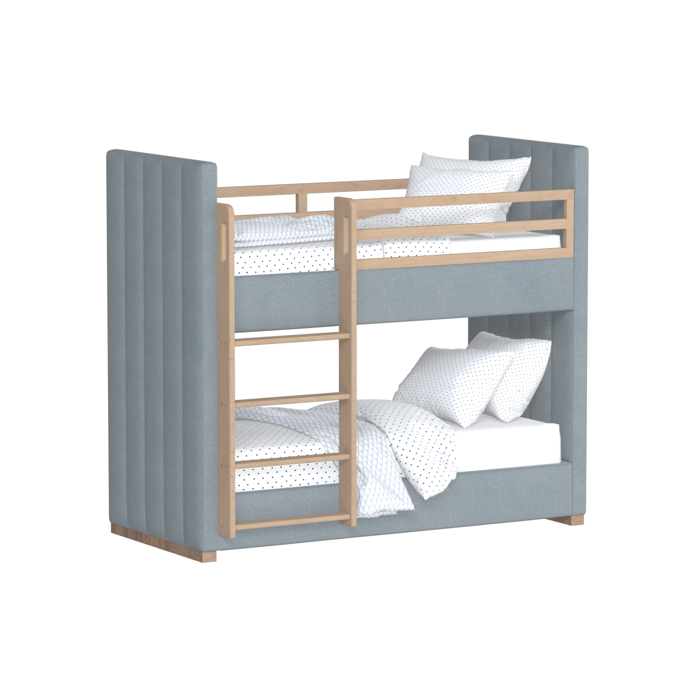 Paolo Bunk Bed with Soft Upholstery and Beechwood Accents