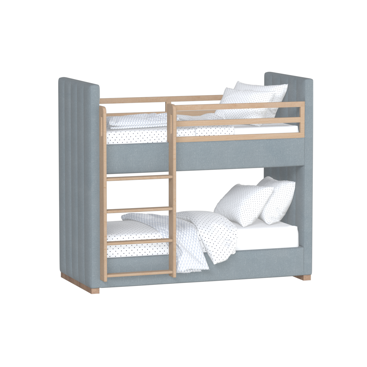 Paolo Bunk Bed with Soft Upholstery and Beechwood Accents