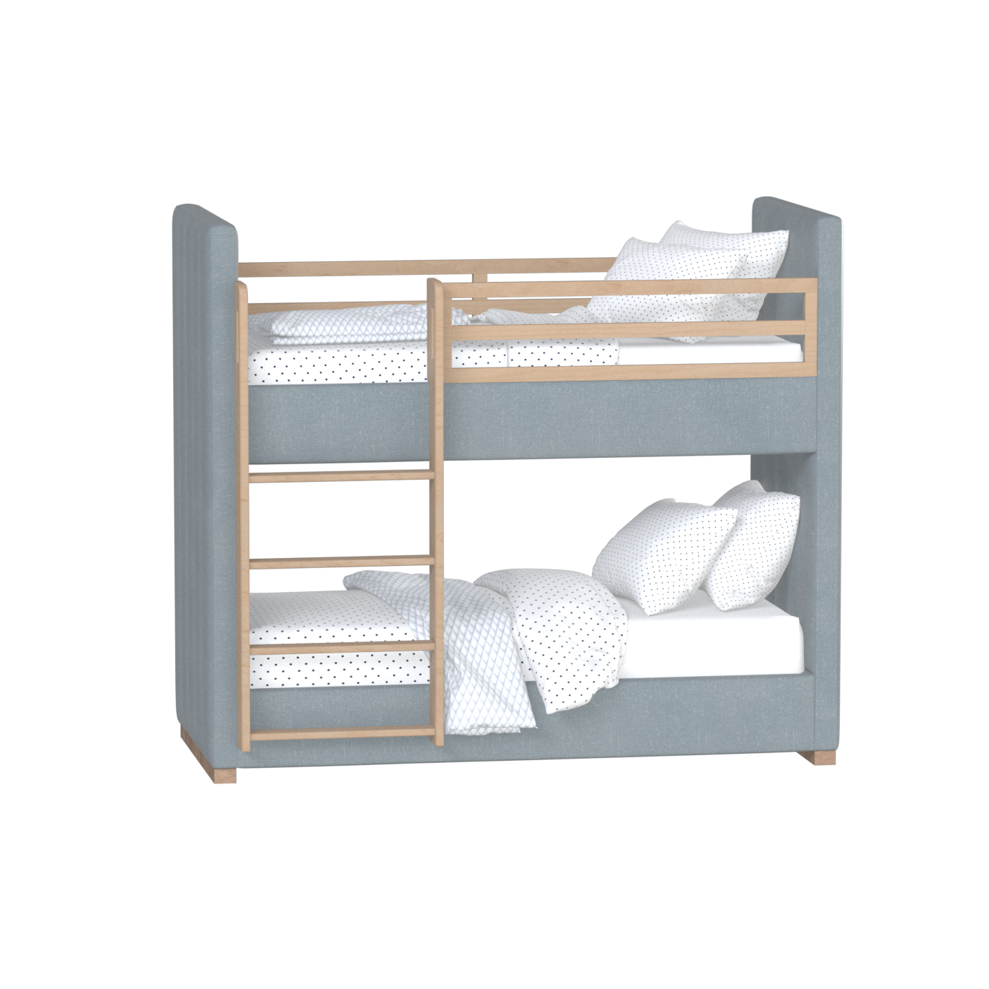 Paolo Bunk Bed with Soft Upholstery and Beechwood Accents