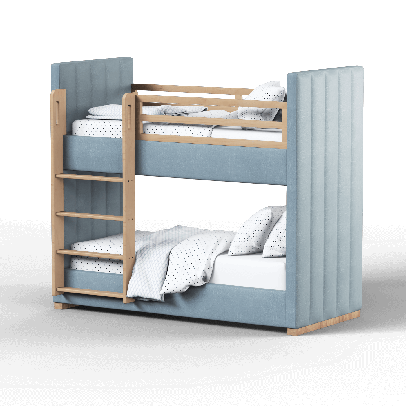 Paolo Bunk Bed with Soft Upholstery and Beechwood Accents