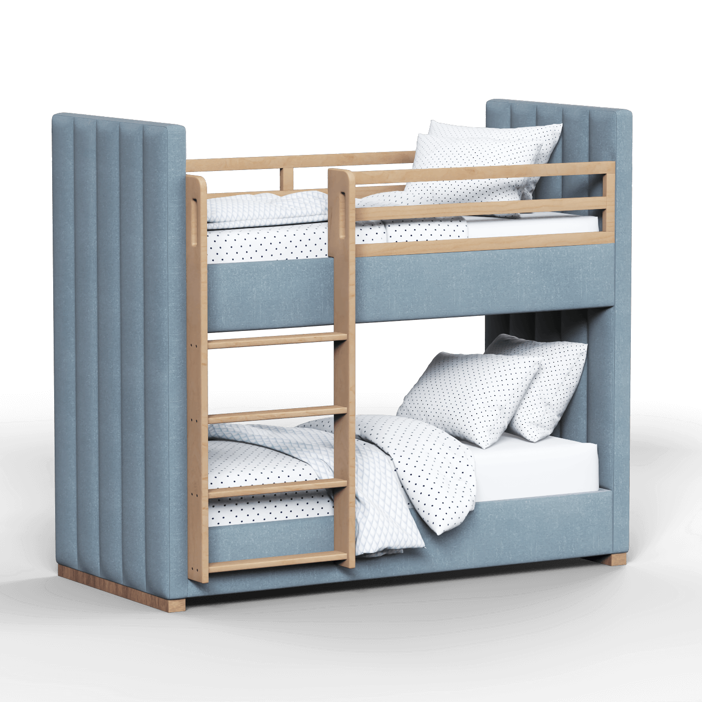 Paolo Bunk Bed with Soft Upholstery and Beechwood Accents