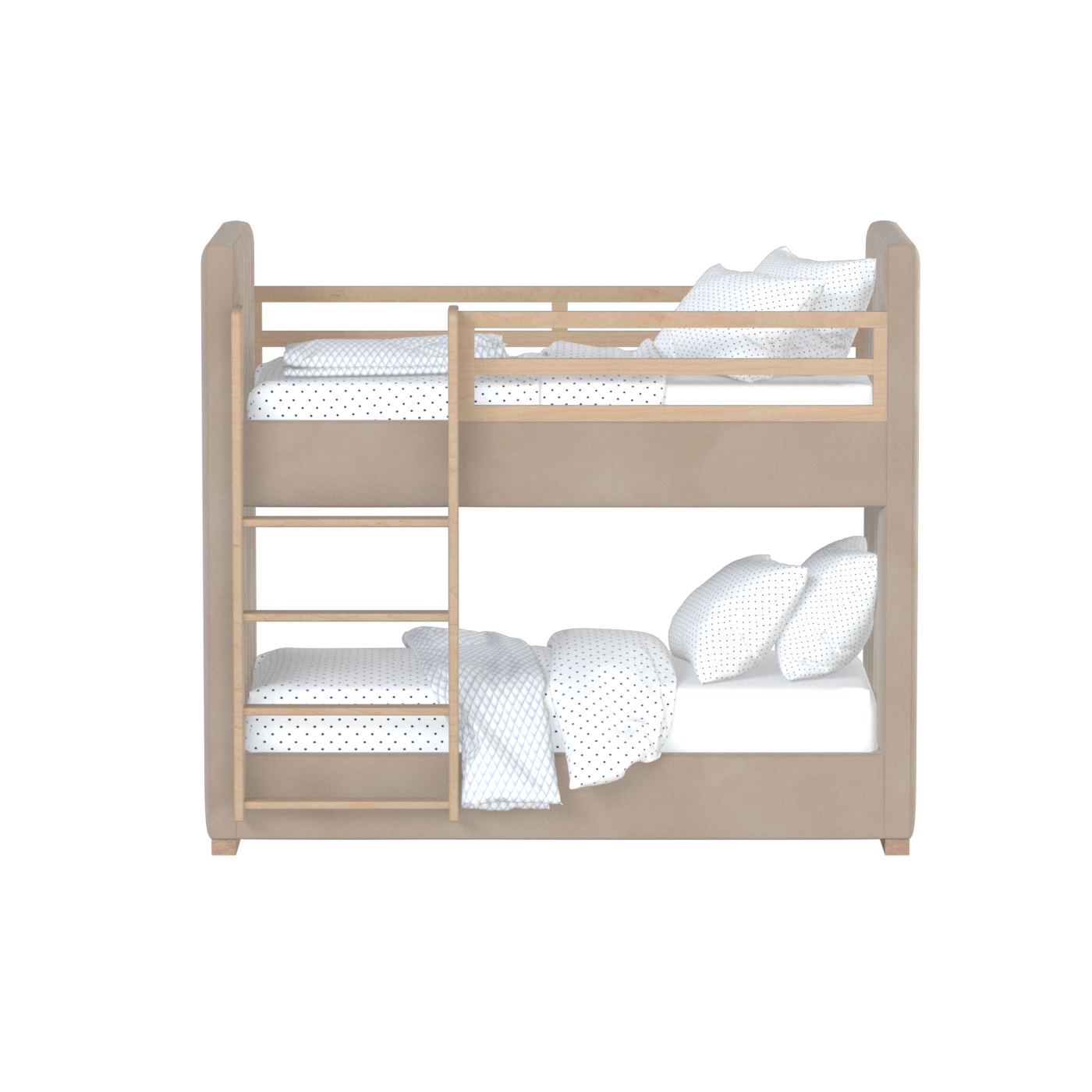 Paolo Bunk Bed with Soft Upholstery and Beechwood Accents