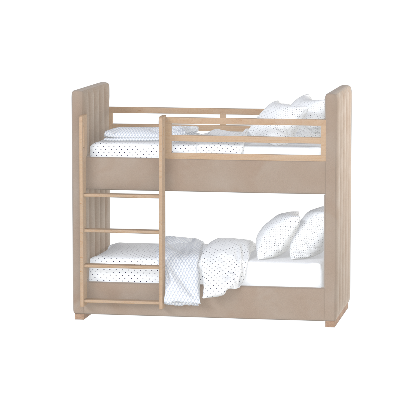 Paolo Bunk Bed with Soft Upholstery and Beechwood Accents