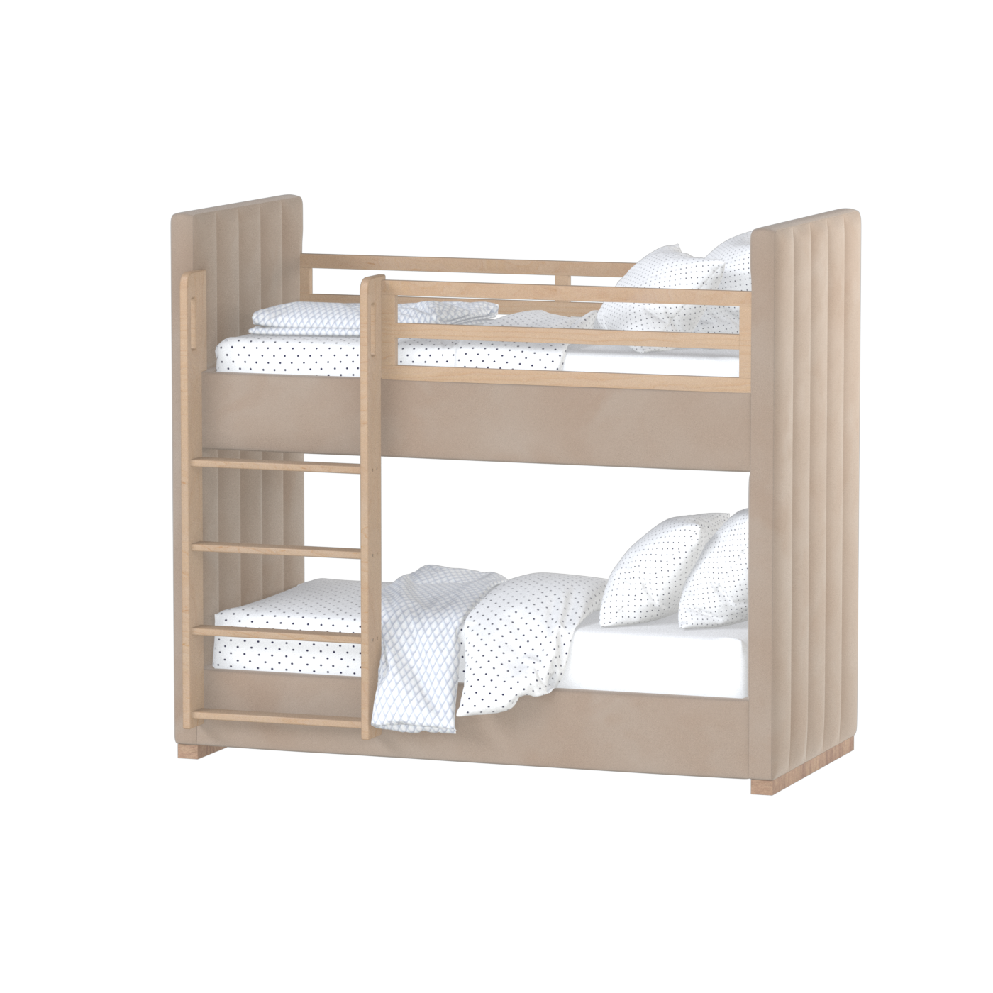 Paolo Bunk Bed with Soft Upholstery and Beechwood Accents