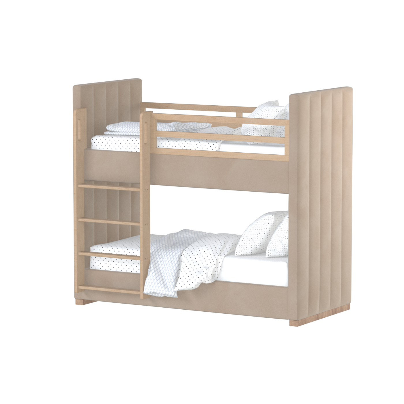 Paolo Bunk Bed with Soft Upholstery and Beechwood Accents