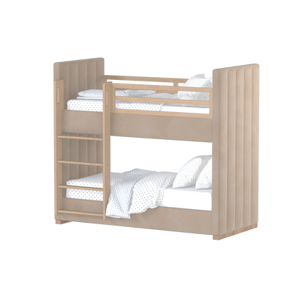 Paolo Bunk Bed with Soft Upholstery and Beechwood Accents