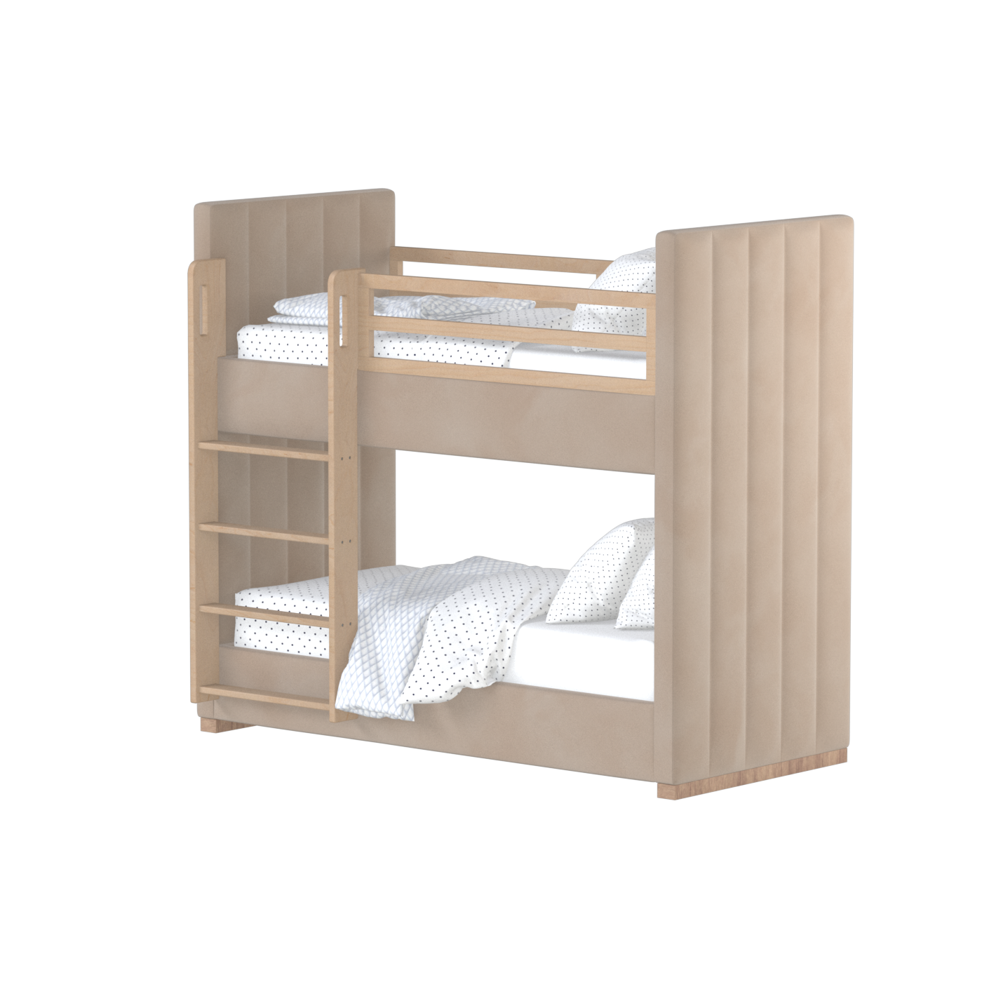 Paolo Bunk Bed with Soft Upholstery and Beechwood Accents