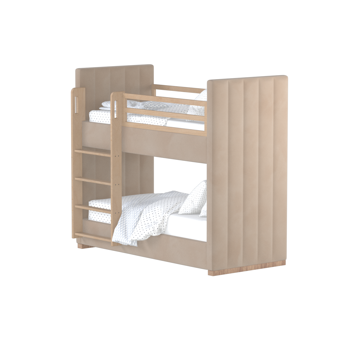 Paolo Bunk Bed with Soft Upholstery and Beechwood Accents
