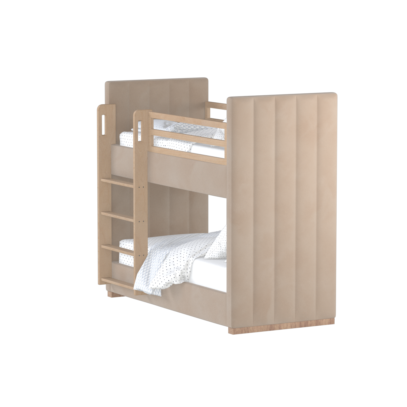 Paolo Bunk Bed with Soft Upholstery and Beechwood Accents