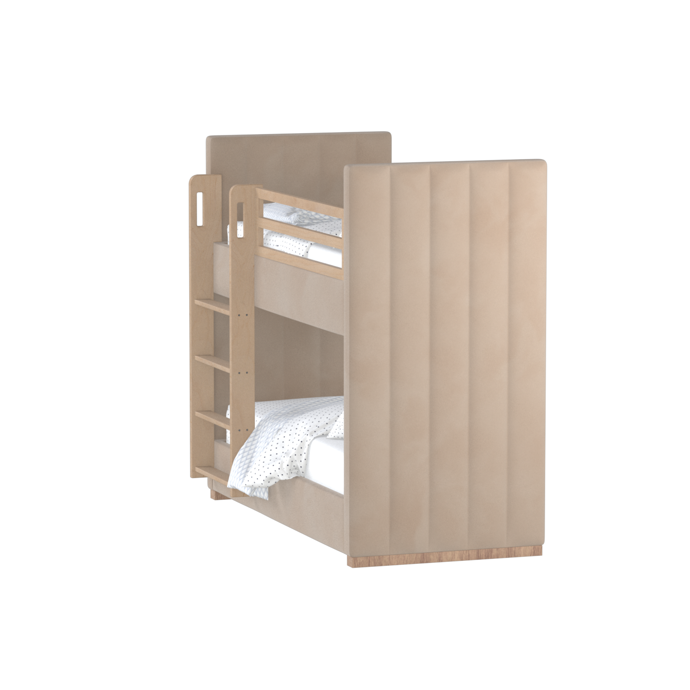 Paolo Bunk Bed with Soft Upholstery and Beechwood Accents