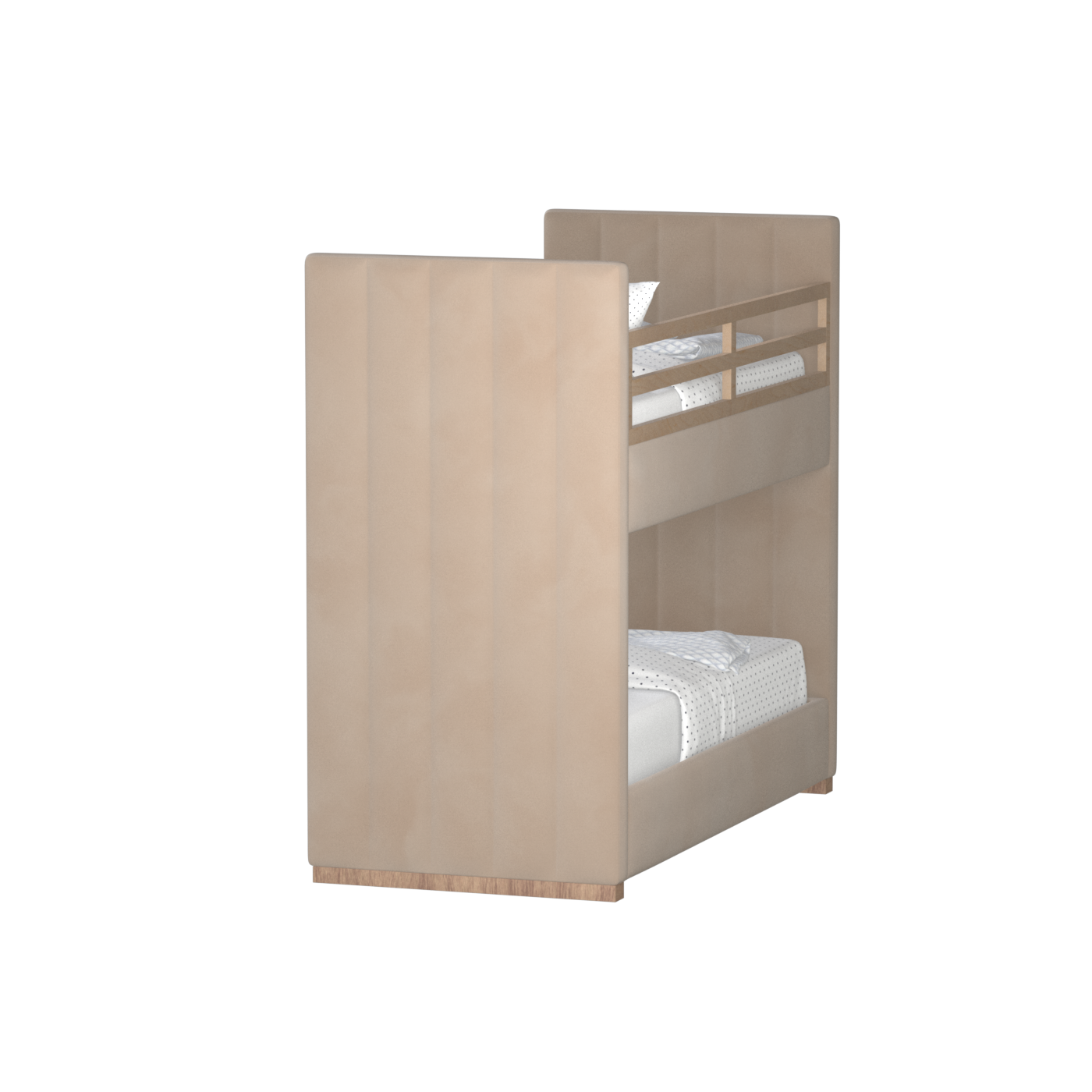 Paolo Bunk Bed with Soft Upholstery and Beechwood Accents