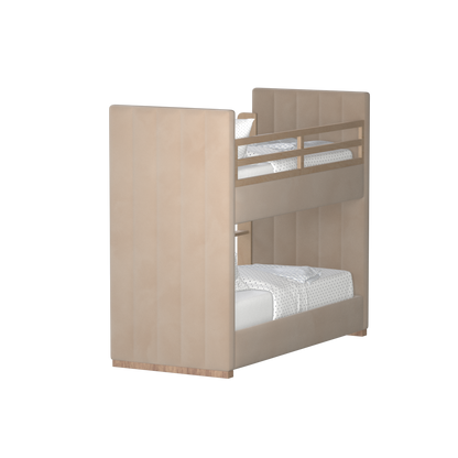Paolo Bunk Bed with Soft Upholstery and Beechwood Accents