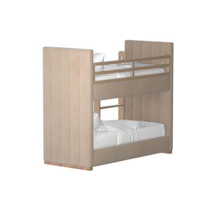 Paolo Bunk Bed with Soft Upholstery and Beechwood Accents
