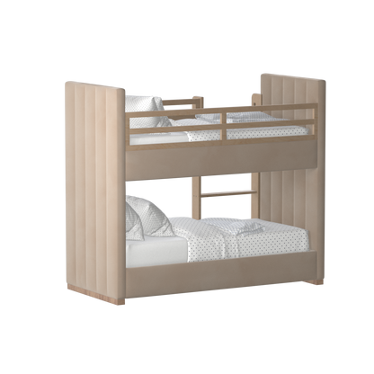 Paolo Bunk Bed with Soft Upholstery and Beechwood Accents