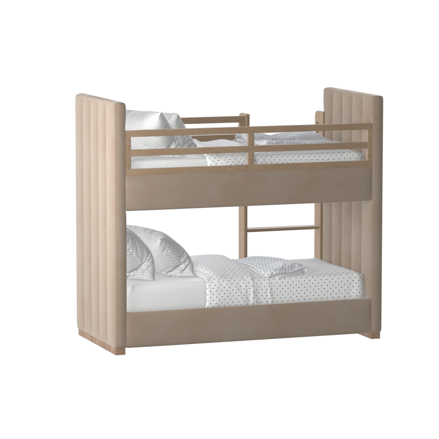 Paolo Bunk Bed with Soft Upholstery and Beechwood Accents
