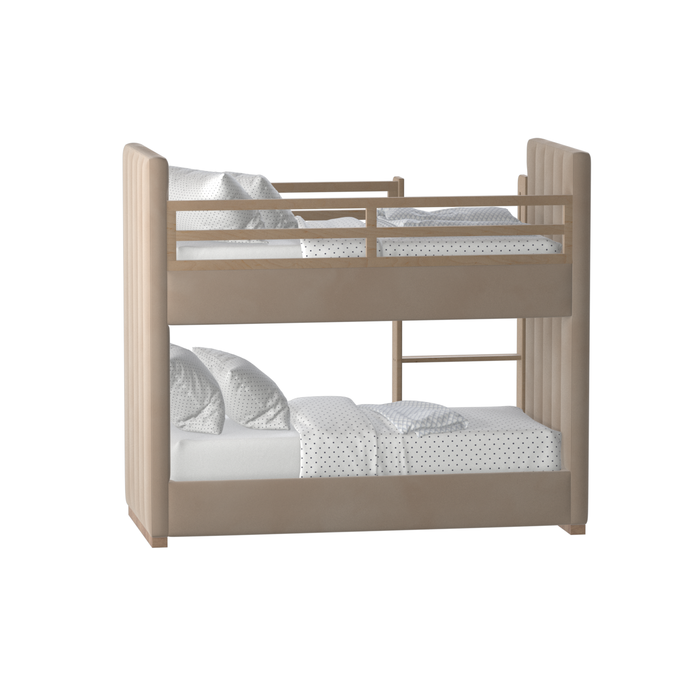 Paolo Bunk Bed with Soft Upholstery and Beechwood Accents