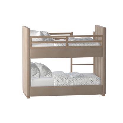 Paolo Bunk Bed with Soft Upholstery and Beechwood Accents