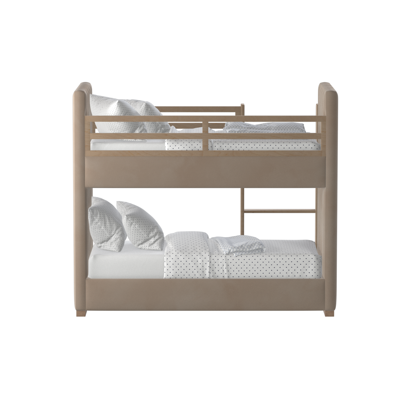 Paolo Bunk Bed with Soft Upholstery and Beechwood Accents