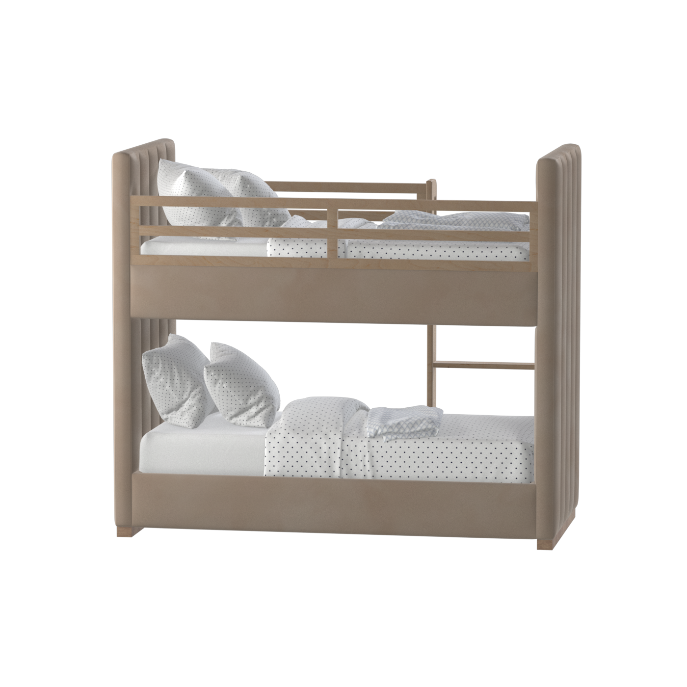 Paolo Bunk Bed with Soft Upholstery and Beechwood Accents