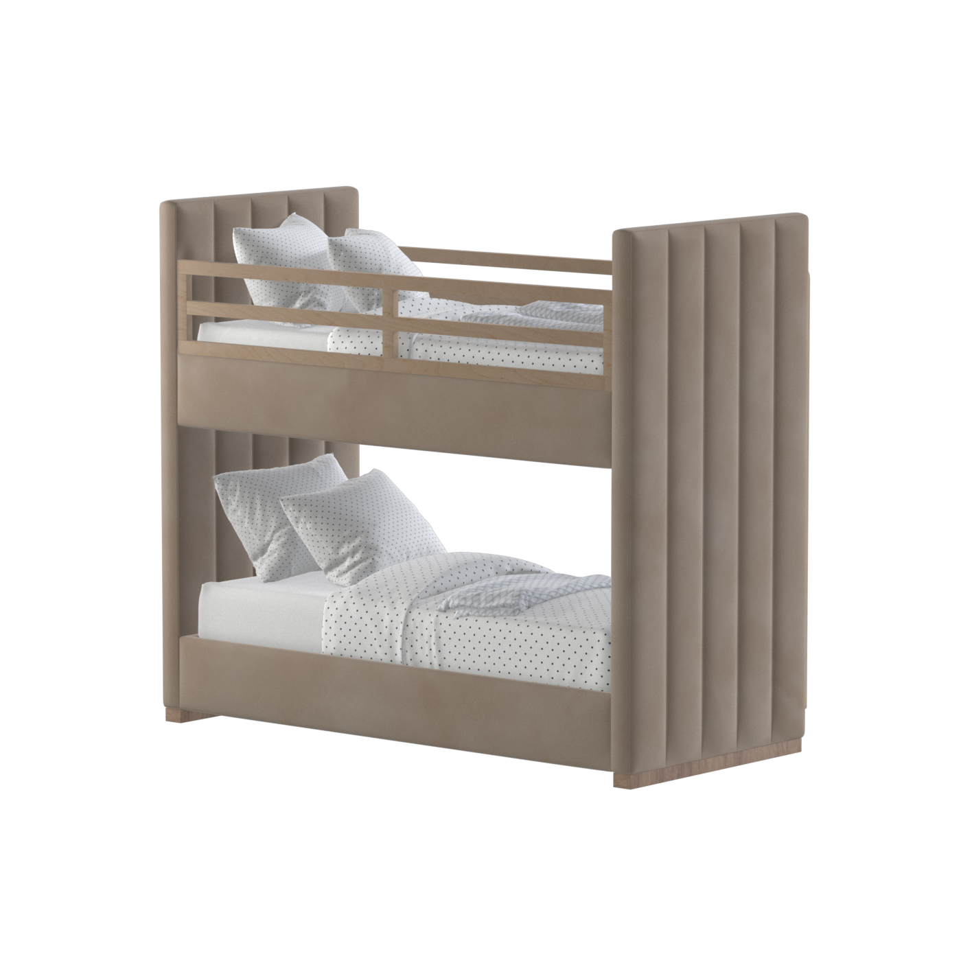 Paolo Bunk Bed with Soft Upholstery and Beechwood Accents