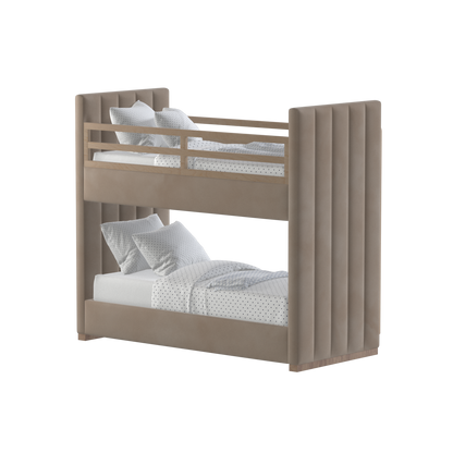 Paolo Bunk Bed with Soft Upholstery and Beechwood Accents