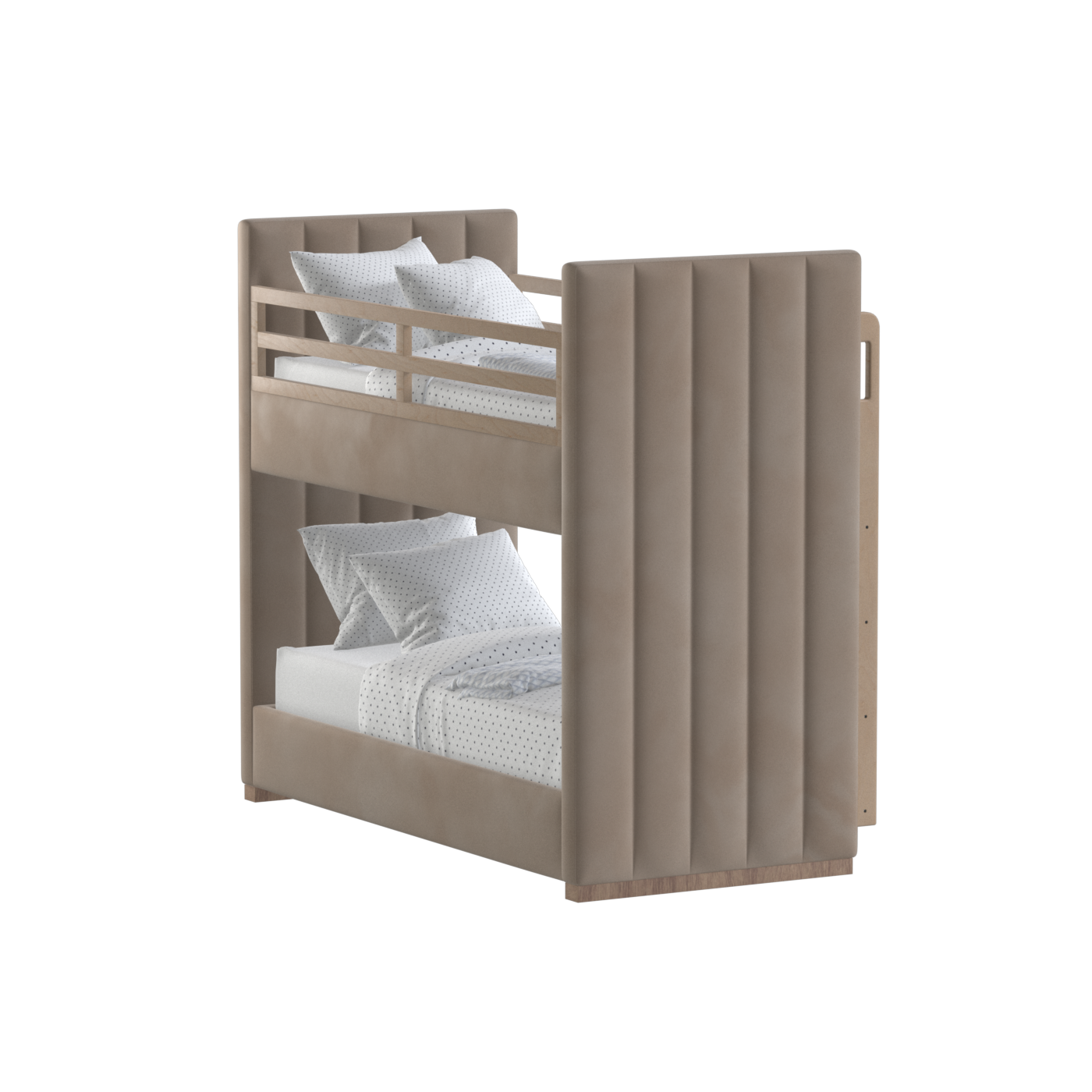 Paolo Bunk Bed with Soft Upholstery and Beechwood Accents
