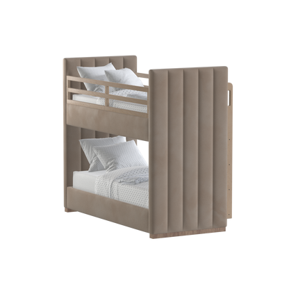 Paolo Bunk Bed with Soft Upholstery and Beechwood Accents