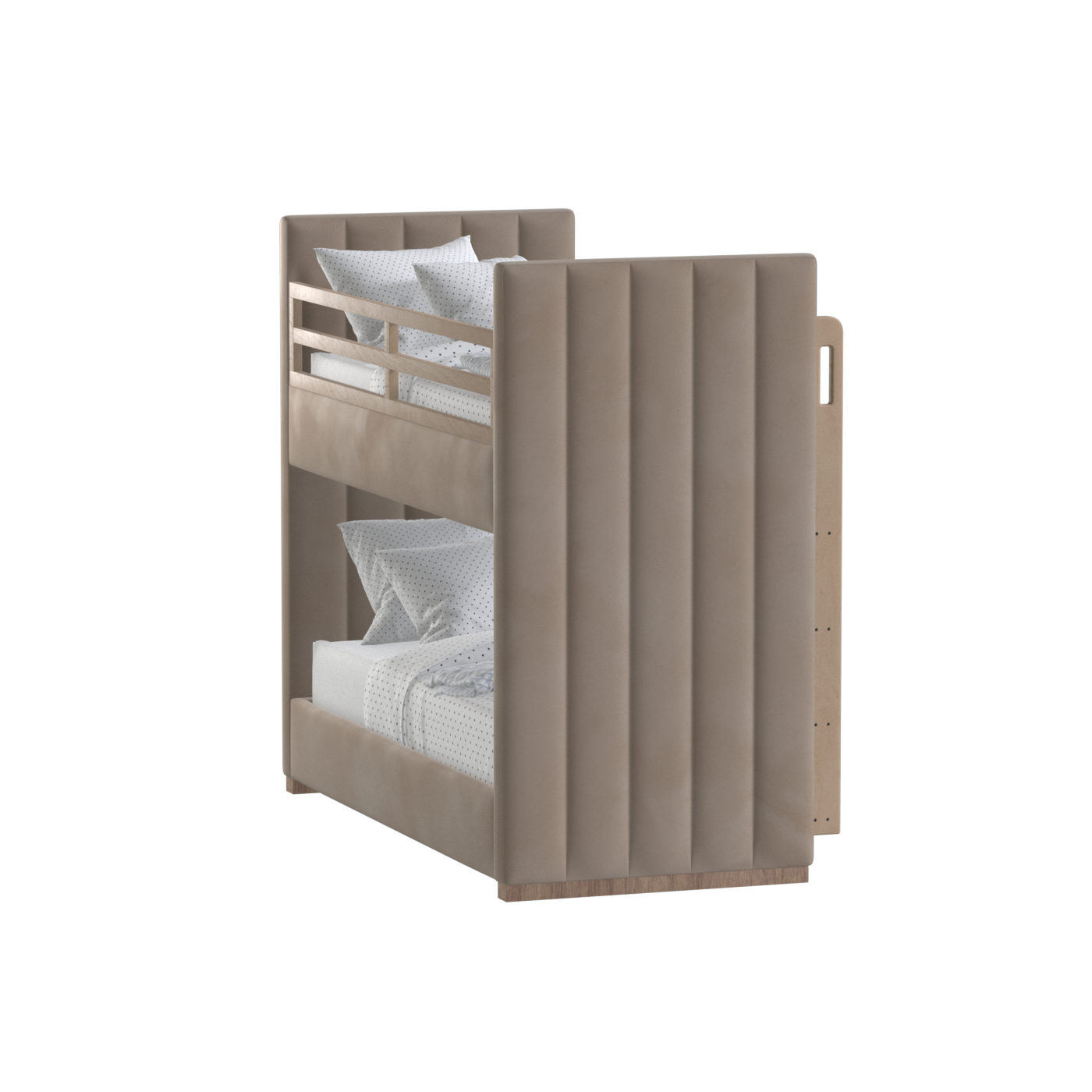 Paolo Bunk Bed with Soft Upholstery and Beechwood Accents