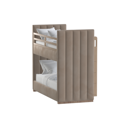 Paolo Bunk Bed with Soft Upholstery and Beechwood Accents