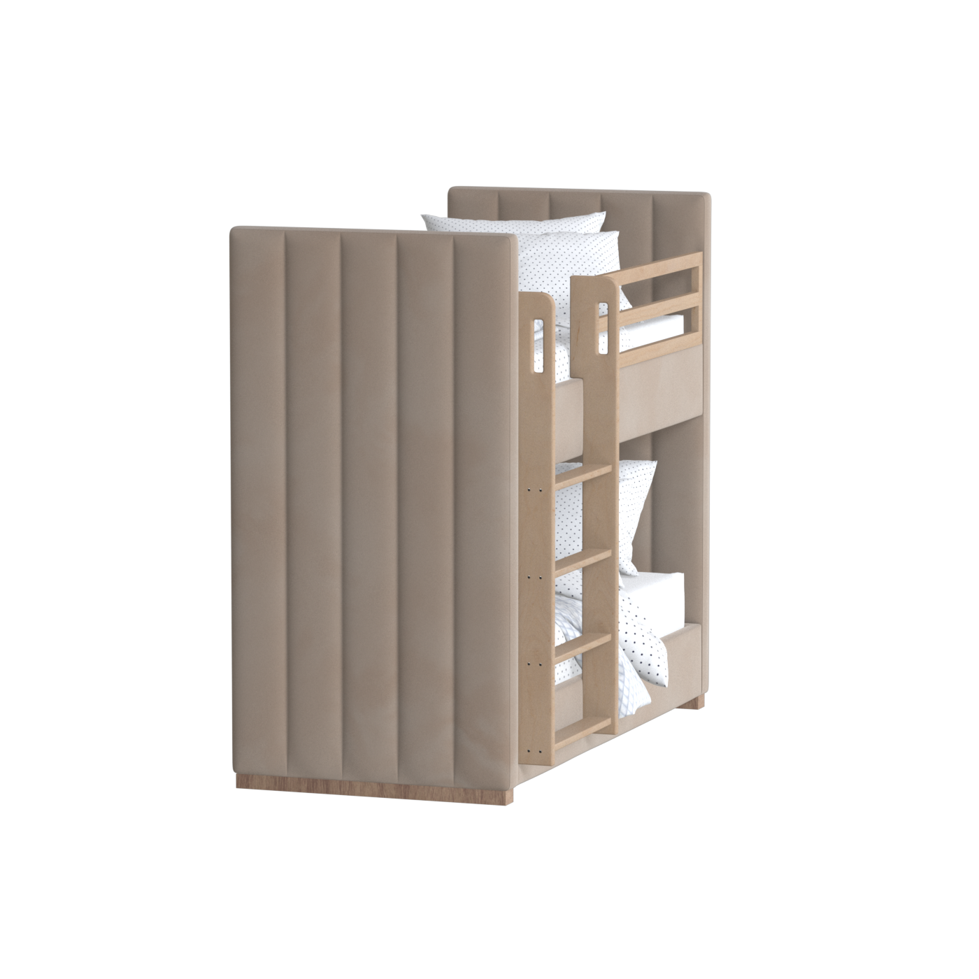 Paolo Bunk Bed with Soft Upholstery and Beechwood Accents