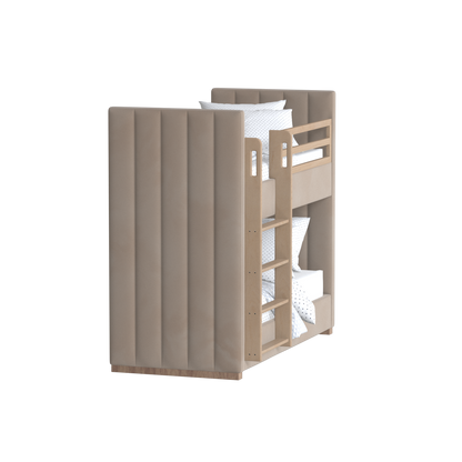 Paolo Bunk Bed with Soft Upholstery and Beechwood Accents